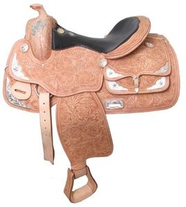 Premium Western Horse Saddle Set Cuero sintético con brida a juego, circunferencia y almohadilla | Cómodo y duradero Trail Riding Set - Product Image 1