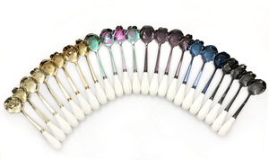 Đầy Màu Sắc 4 Cái Tráng Miệng Muỗng Kem Hoa Vàng Muỗng Với Tay Cầm Gốm Nhỏ Muỗng - Product Image 5