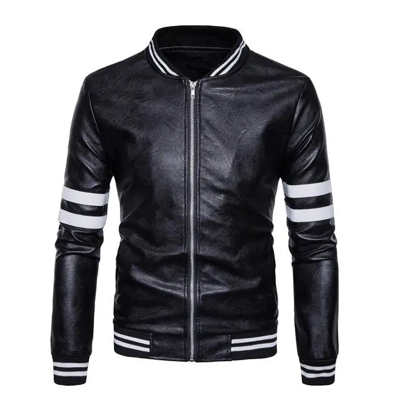 Street wear Whole sale New men jacket Custom Fashion Design PU Leather Jacket For Men PU plus size men's jackets