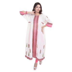 Main Bloc Imprimé Bhopali Floral Tunique Kurtis Robe Femme 100% Coton Soirée & Robe de Nuit - Product Image 1