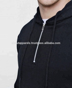 Vente en gros AA 595 personnalisé élégant hommes à manches longues basique noir fermeture éclair à capuche basique noir polaire pour l'hiver - Product Image 2