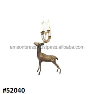 Portavelas de plata brillante de Metal para decoración de Navidad, mesa decorativa, par de renos, portavelas, portavelas, ciervo - Product Image 6