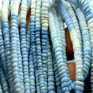 Perles en forme de pneu lisse en opale bleue naturelle - Product Image 4