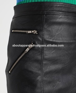 กระโปรงหนังแกะแท้สำหรับผู้หญิง,กระโปรงสั้นแฟชั่นสตรีทแวร์มีซิปด้านหลังหนังแกะแท้ - Product Image 4