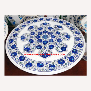 Haut de Table à manger en marbre blanc, hauts de Table de styliste - Product Image 1