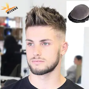 Peluca de cabello virgen para hombre, peluquín de cabello brasileño, peluquín de hombre, reemplazo de cabello Masculino