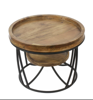 Table basse ronde vintage industrielle de luxe en bois massif, meubles de salon, villa, salle à manger, usage domestique