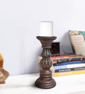 Bougeoir en bois de manguier antique fait à la main en bois massif Design unique Dernier style Parfait pour la vente de décoration de la maison moderne - Product Image 3