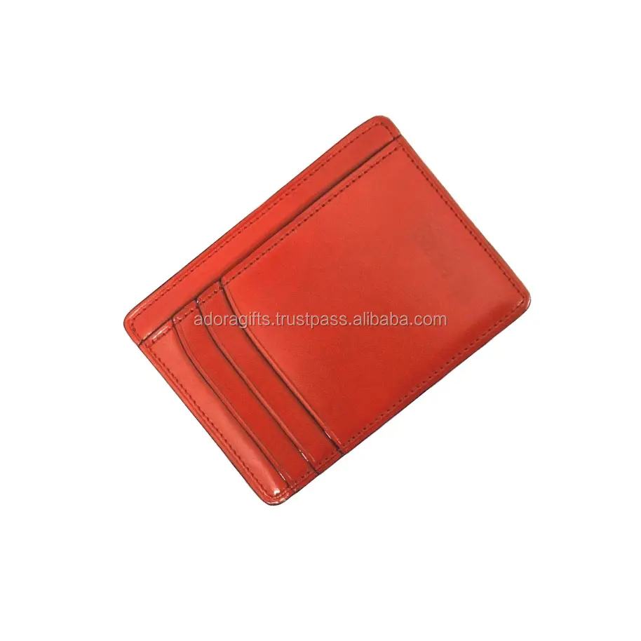 Hot sale custom leather card holder fashion women card holder / Custom leather slim purse RFID blocking card holder