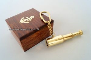 Calvin Handicraft Polished Solid Brass Miniature Telescope <b>Key</b>-Ring with Customizable Logo and Wooden Box Gift - Product Image 2