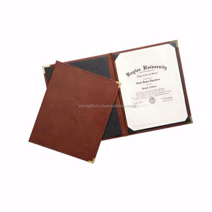 Titulaire de certificat en cuir véritable de style vintage marron taille A4 - Product Image 1