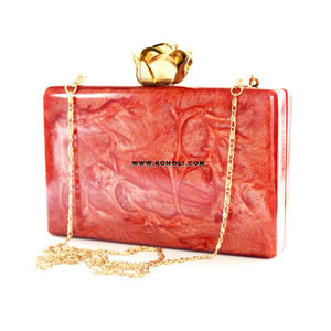 <b>White</b> Pattern Marbled Resin <b>Acrylic</b> Box Clutch Bag Purse - Product Image 6