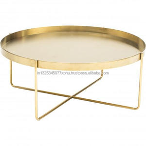 Mesa de centro de bandeja de metal dorado para muebles de sala de estar uso doméstico - Product Image 4