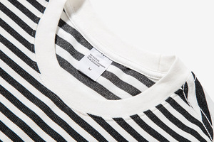 เสื้อยืดแขนยาวลายทางผู้ชาย คอโอ ไซส์ใหญ่ ผ้าเจอร์ซีย์ สีขาวลำลอง น้ำหนัก 220 กรัม - Product Image 5