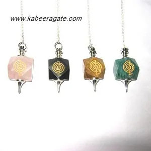 Wholesale Pendulum : Mix Stone Cho ko Reiki Pendulums with Silver Chain