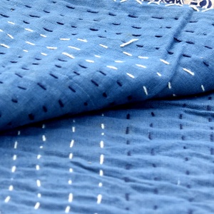 <b>Kantha</b> <b>Quilted</b> Cotton Hand Block Printed Fabric Queen Size 500TC Thread Count Eco-friendly High-quality Craftjaipur Bedding - Product Image 6