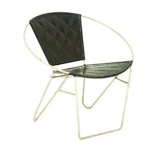 Sedia brillante per interni esterni accessori per mobili nuova sedia con struttura in metallo con seduta in pelle OEM su misura