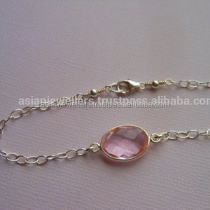 925 Sterling Silver Pink Quartz <b>Gemstone</b> <b>Bracelet</b>-Wedding Party Gift Jewelry - Product Image 1