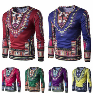 เสื้อยืดแขนยาวผู้ชายลายชนเผ่าแอฟริกัน ดีไซน์ดาชิกิ สไตล์ฮิปปี้ลำลอง เสื้อดาชิกิแบบดั้งเดิม เสื้อเชิ้ตสไตล์แอฟริกัน - Product Image 2