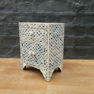Bone Inlay <b>Narrow</b> Side Table with Floral Design - Product Image 4