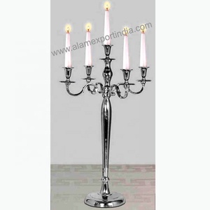 Candelabros de Metal Vintage con cuentas de cristal colgantes, candelabros hechos a mano de diseñador para decoración de centro de mesa de boda - Product Image 5