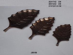 Cuenco con forma de hoja de aluminio fundido de alta calidad en acabado de cobre desgastado y cuenco para servir a invitados de tres tamaños decoración del hogar - Product Image 3