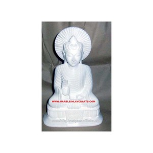 Estatua exclusiva de Buda Gautam de mármol blanco antiguo para el hogar, sala de estar, oficina, decoración de pared y regalo - Product Image 1