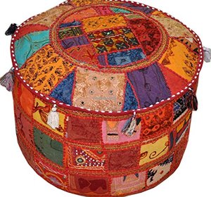 Bohemian chắp vá thêu đa màu sắc Vòng Ottoman pouf làm bằng tay cổ điển phong cách sàn đệm & footstool - Product Image 2