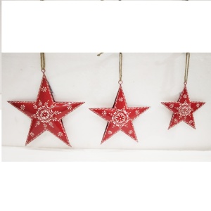 เครื่องประดับแขวนคริสต์มาสสีแดงรูปดาวดีไซน์พรีเมี่ยมมีขนาด3นิ้ว - Product Image 1