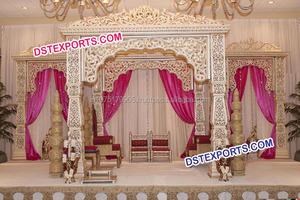 Royal Maharaja Fiber Wedding Mandap Nuevo estilo Fibra tallada Mandap Set Última boda Talla de madera Matrimonio Mandap Australia - Product Image 3