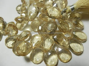 11-13mm pera facetada Briolette champán cristal de cuarzo Murano cuentas sueltas Color amarillo joyería pan hebra piedras preciosas - Product Image 4