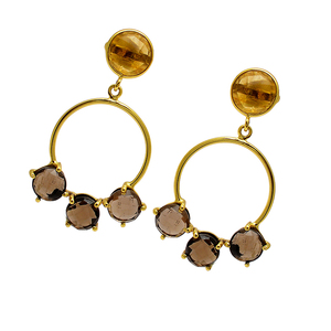 Citrine Quartz Gemstone Boucles d'oreilles en argent sterling 925 plaqué or Boucle d'oreille romantique à la mode pour mariage, cadeau. - Product Image 1