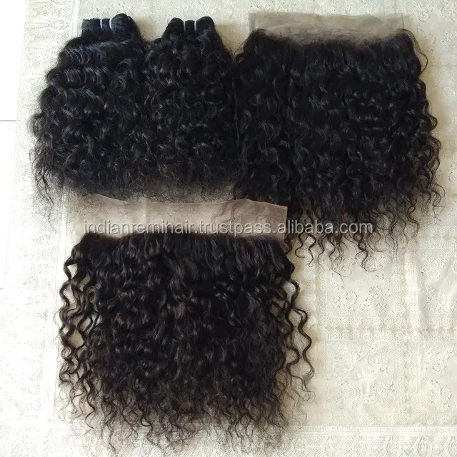 Natural Curly Front Human Hair Weft Weave Hair Extensions Natural Silky Frizz Free Hair Ready To Export From India