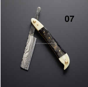 ที่มีคุณภาพสูง9.5นิ้วที่กำหนดเองทำมือเหล็กดามัสกัสตรงมีดโกนที่มีสองสีไม้ Handl - Product Image 1