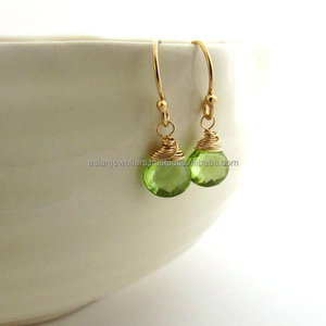 Peridoto-pendientes de plata de ley 925 con gema de cuarzo, joyería hecha a mano, oro, Vermeil - Product Image 2