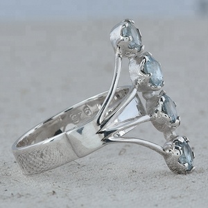 Topacio facetado redondo, hermoso anillo de piedras preciosas de diseñador, anillo de Plata de Ley 925, joyería, anillo de moda Chapado en plata para mujer. - Product Image 3
