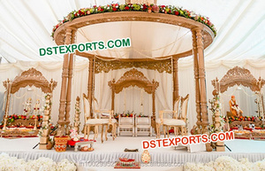 Mandap de Boda Tallado por Diseñadores, Mandap de Boda Hindú Elegante, Mandap de Boda de Madera Hecho a Mano, Decoración para Eventos en Suiza, Londres - Product Image 6