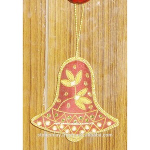 Zari Embroidery Bell Shape Christmas Hanging Ornament - Product Image 1