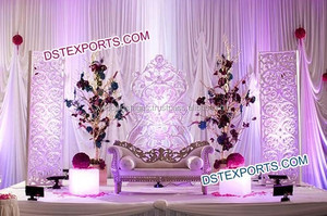 เวทีแต่งงานแบบอังกฤษพร้อมกรอบหลังเบาะรองหลังอุปกรณ์ตกแต่งเวทีติดคริสตัลใหม่ล่าสุดแผงหนังสำหรับเวทีขายส่ง - Product Image 5