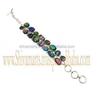 สร้อยข้อมือเงินแท้ 925 ประดับด้วยอัญมณีแก้วไดโครอิก งานแฮนด์เมด สวยงาม ทันสมัย ขายส่ง เหมาะสำหรับเป็นของขวัญ เครื่องประดับเงิน - Product Image 2