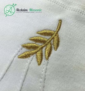 Máquina de Acacia masónica, bordado de algodón blanco con símbolo de hoja - Product Image 2