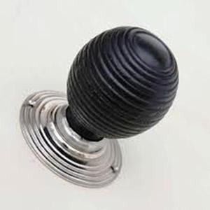 Perillas de puerta de colmena de madera de ébano, perillas de puerta de estilo victoriano y alero, pares - Product Image 1