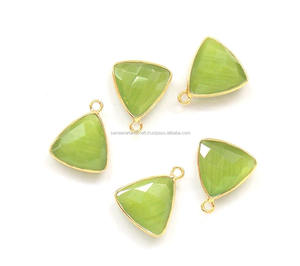 Belle Vessonite Gemstone Plaqué Or Fabrication de Bijoux Forme Trillion Unique Bail Lunette À Facettes Connecteur Plaqué Or - Product Image 1