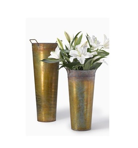 Florero antiguo galvanizado para jardín, florero de Metal pintado a mano, cubos, jarrones verdes, macetas, decoración del hogar - Product Image 1