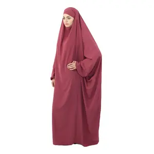 女性のための祈りジルバブイスラム服OEMサービスアバヤ大人中東キマルジルバブピンクアバヤ卸売PK10個