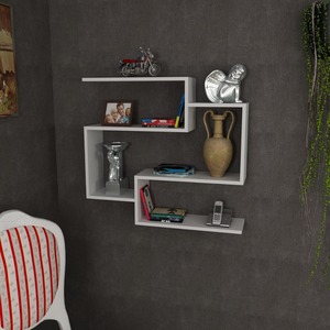 Exclusivo de lujo de aglomerado Porto Wall Shelf White de Turkiye Best Seller Home - Product Image 1