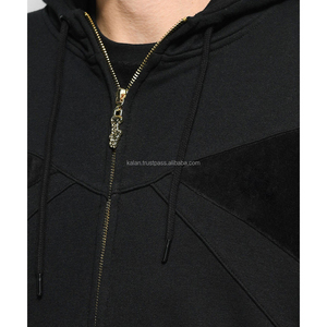 เสื้อฮู้ดซิปไซส์ใหญ่สำหรับผู้ชายเสื้อสเวตเชิ้ตไม่มี KFH47ผ้าฝ้าย100% สีดำผลิตในขนาดใหญ่พิเศษ - Product Image 3