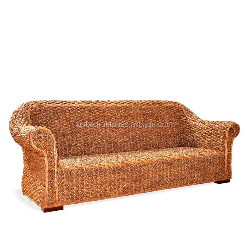 Koltuk takımı eğrisi klasik doğal waterhyacinth rattan mobilya, doğal rattan mobilya, endonezya rattan mobilya açık