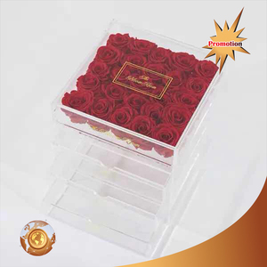 Boîte à fleurs transparente en acrylique avec couvercle, Roses - Product Image 2