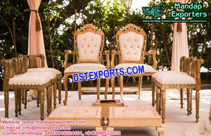 Chaises de mandap pour mariage hindou - Chaises basses élégantes en bois sculpté, durables, couleur et taille personnalisables pour la décoration d'événements de mariage - Product Image 5